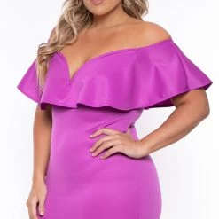 Curvy Sense Plus Size Evelyn Bodycon Dress - Purple
