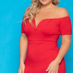 Curvy Sense New Arrivals Plus Size Ari Bodycon Dress - Red