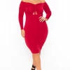 Curvy Sense Party Shop Plus Size Aveline Ruched Dress - Red