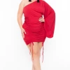 Curvy Sense Plus Size Holly One Shoulder Dress - Red