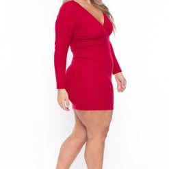 Curvy Sense Plus Size Lena Dress- Red Dresses
