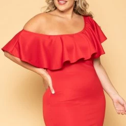 Curvy Sense Plus Size Saia Bodycon Dress - Red New Arrivals 10 Curvy Sense Plus Size Saia Bodycon Dress - Red New Arrivals