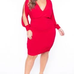 Curvy Sense Plus Size Victoria Dress - Red Back In Stock