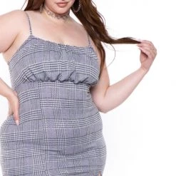 Curvy Sense New Arrivals Plus Size Dionne Plaid Dress - Violet