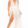 Curvy Sense Bridal Options Plus Size Emryn Slit Maxi Dress - White