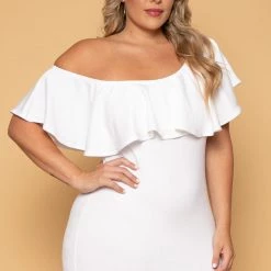 Curvy Sense Plus Size Saia Bodycon Dress - White New Arrivals