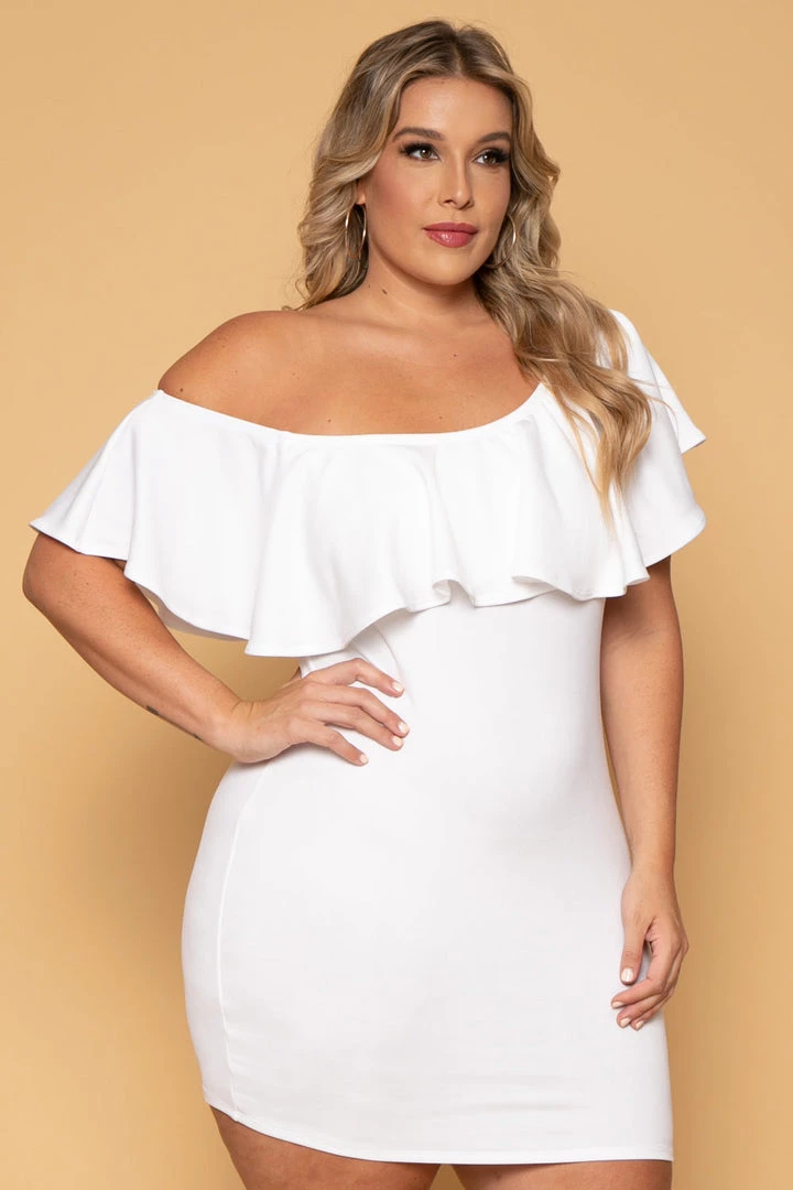 Curvy Sense Plus Size Saia Bodycon Dress - White New Arrivals 4 Curvy Sense Plus Size Saia Bodycon Dress - White New Arrivals