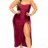 Curvy Sense Back In Stock Plus Size Francesca Strapless Dress - Wine