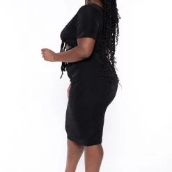 Curvy Sense Plus Size Ada Slinky Bodycon Dress - Black 10 Curvy Sense Plus Size Ada Slinky Bodycon Dress - Black