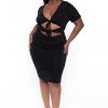 Curvy Sense Plus Size Ada Slinky Bodycon Dress - Black
