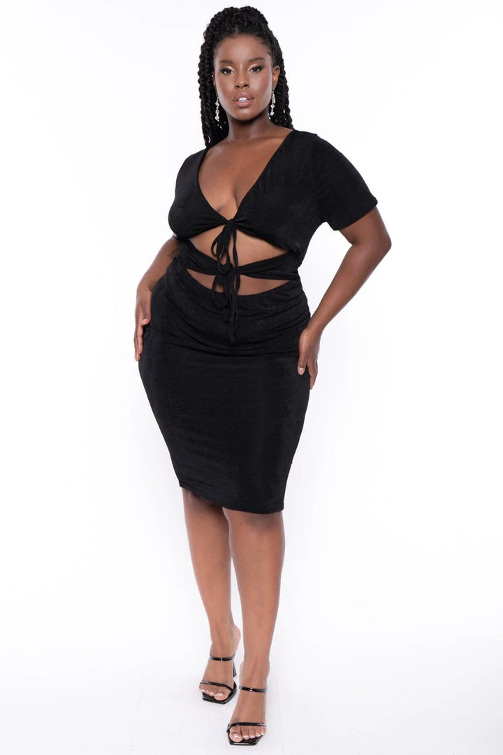 Curvy Sense Plus Size Ada Slinky Bodycon Dress - Black 3 Curvy Sense Plus Size Ada Slinky Bodycon Dress - Black