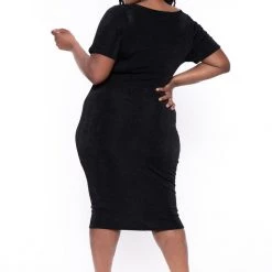 Curvy Sense Plus Size Ada Slinky Bodycon Dress - Black 11 Curvy Sense Plus Size Ada Slinky Bodycon Dress - Black