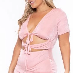 Curvy Sense Plus Size Ada Slinky Bodycon Dress - Pink New Arrivals