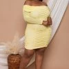 Curvy Sense Plus Size Adriana Ruched Bodycon Dress - Yellow