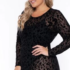 Curvy Sense Plus Size Akila Leopard Bodycon Dress - Black Back In Stock