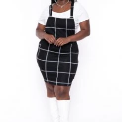 Curvy Sense Plus Size Alicia Overall Dress- Black