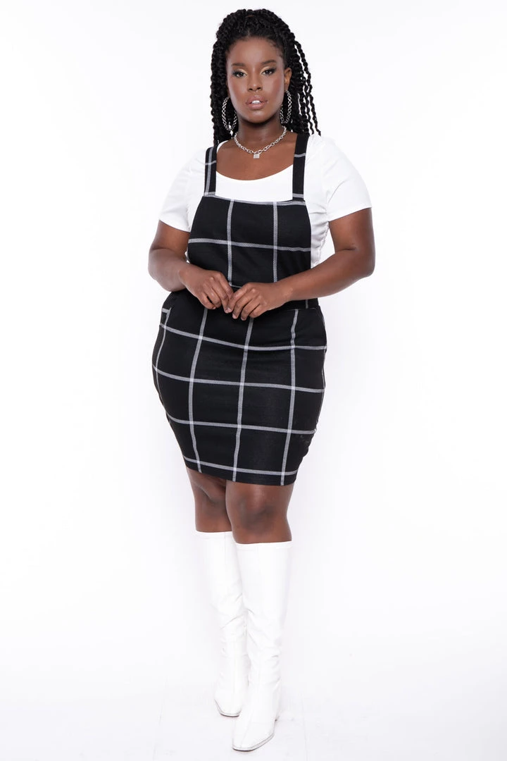 Curvy Sense Plus Size Alicia Overall Dress- Black 3 Curvy Sense Plus Size Alicia Overall Dress- Black