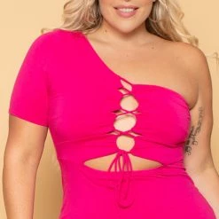 Curvy Sense New Arrivals Plus Size Alyona Bodycon Dress- Fuchsia 9 Curvy Sense New Arrivals Plus Size Alyona Bodycon Dress- Fuchsia