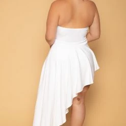 Curvy Sense Plus Size Amara Ruffle Bodycon Dress- White