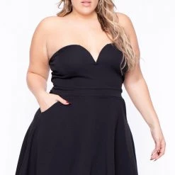 Curvy Sense Plus Size Amaryllis Flare Dress - Black