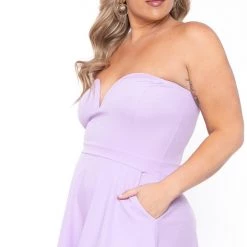 Curvy Sense New Arrivals Plus Size Amaryllis Flare Dress - Lavender
