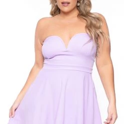Curvy Sense New Arrivals Plus Size Amaryllis Flare Dress - Lavender
