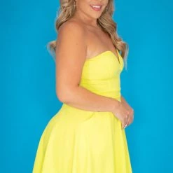 Curvy Sense New Arrivals Plus Size Amaryllis Flare Dress - Neon Yellow