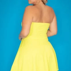 Curvy Sense New Arrivals Plus Size Amaryllis Flare Dress - Neon Yellow
