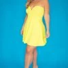 Curvy Sense New Arrivals Plus Size Amaryllis Flare Dress - Neon Yellow