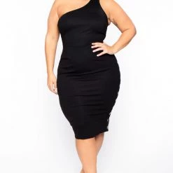 Curvy Sense Little Black Styles Plus Size Amberlyn Grommet Dress - Black