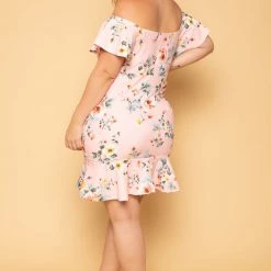 Curvy Sense Plus Size Amika Floral Dress- Blush New Arrivals