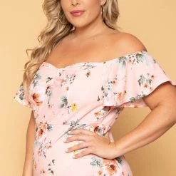 Curvy Sense Plus Size Amika Floral Dress- Blush New Arrivals