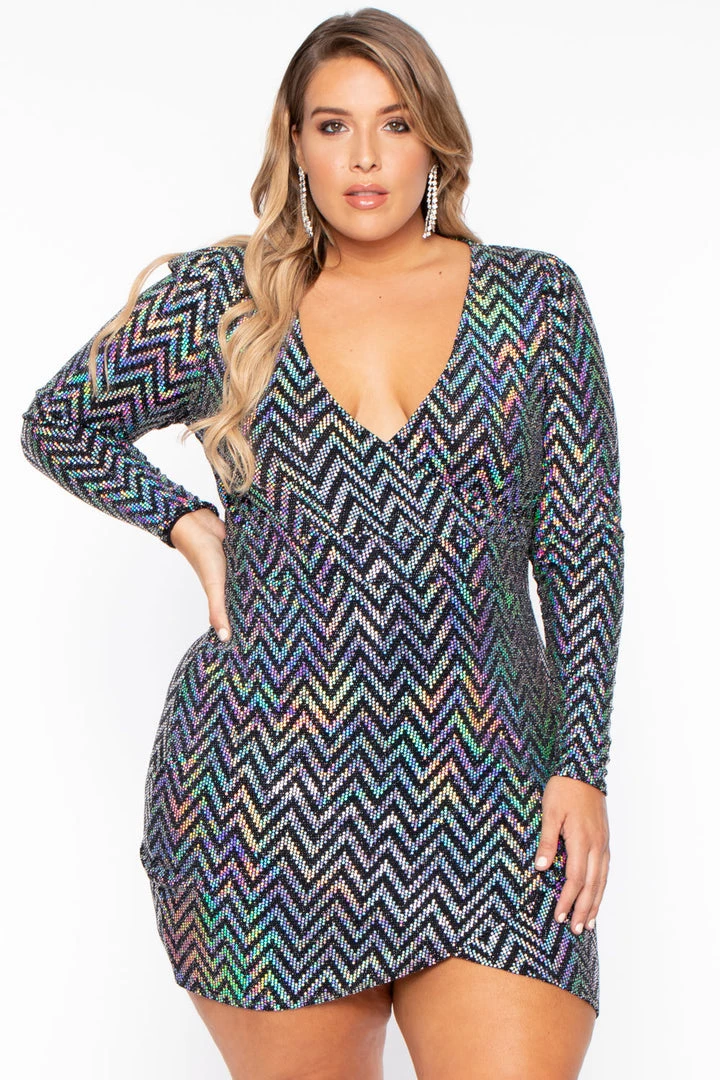 Curvy Sense Plus Size Andromeda Geometric Sequins Dress - Black Party Shop 5 Curvy Sense Plus Size Andromeda Geometric Sequins Dress - Black Party Shop