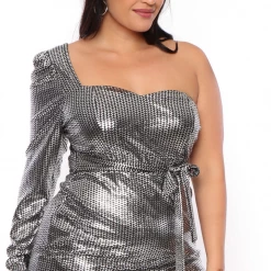 Curvy Sense Dresses Plus Size Annette Sequins Dress - Silver