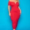 Curvy Sense New Arrivals Plus Size Ari Bodycon Dress - Red