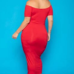 Curvy Sense New Arrivals Plus Size Ari Bodycon Dress - Red