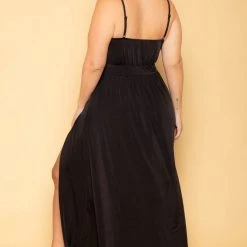 Curvy Sense Plus Size Arianna M-Slit Maxi Dress - Black 9 Curvy Sense Plus Size Arianna M-Slit Maxi Dress - Black