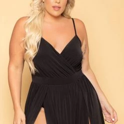 Curvy Sense Plus Size Arianna M-Slit Maxi Dress - Black 10 Curvy Sense Plus Size Arianna M-Slit Maxi Dress - Black
