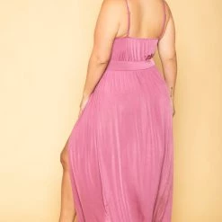 Curvy Sense Plus Size Arianna M-Slit Maxi Dress - Mauve New Arrivals