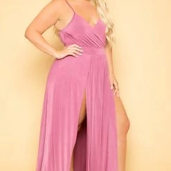 Curvy Sense Plus Size Arianna M-Slit Maxi Dress - Mauve New Arrivals