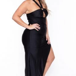 Curvy Sense Plus Size Aris Halter Dress - Black Little Black Styles