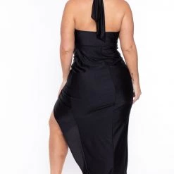 Curvy Sense Plus Size Aris Halter Dress - Black Little Black Styles