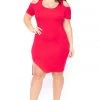 Curvy Sense Plus Size Ashley Mini Dress - Red