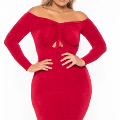 Curvy Sense Party Shop Plus Size Aveline Ruched Dress - Red