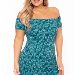 Curvy Sense Plus Size Berkin Mini Dress - Blue