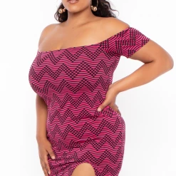Curvy Sense Plus Size Berkin Mini Dress - Pink