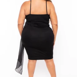 Curvy Sense Plus Size Bianca Cami Strap Dress - Black