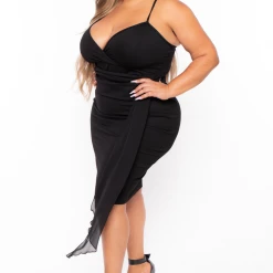 Curvy Sense Plus Size Bianca Cami Strap Dress - Black