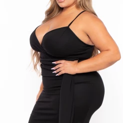 Curvy Sense Plus Size Bianca Cami Strap Dress - Black
