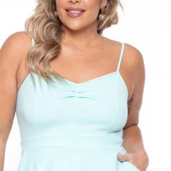 Curvy Sense New Arrivals Plus Size Blossom Flare Dress- Mint 9 Curvy Sense New Arrivals Plus Size Blossom Flare Dress- Mint